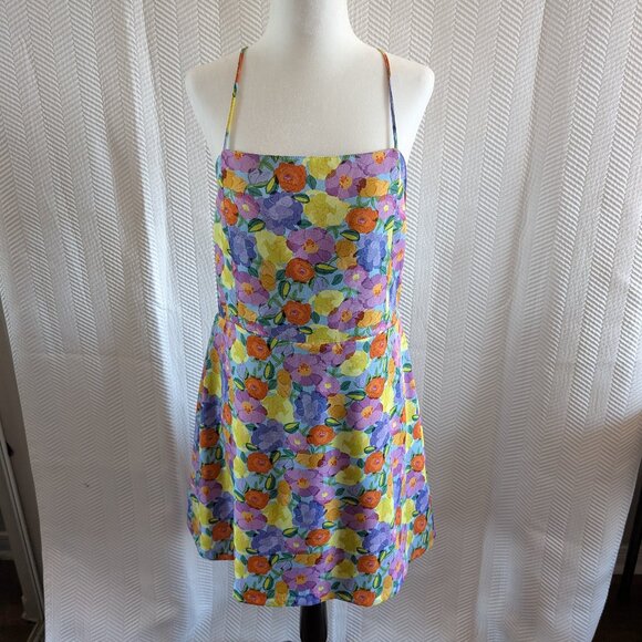 Zara Dresses & Skirts - Zara Floral Mini Dress Satin low back hidden shorts size XXL Feminine Vacation